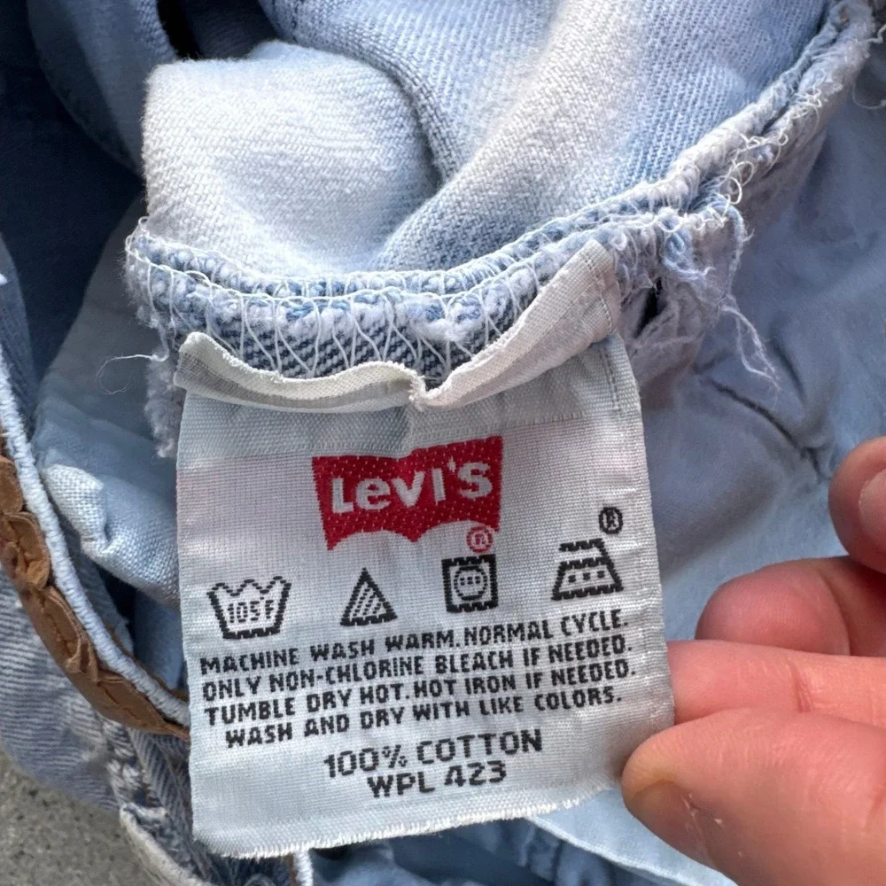 Levi's 501 Mens Vintage Distressed Bleached Jeans Light Wash Denim 34x32‎